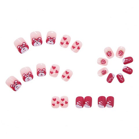 Pink-teddy-regular-press-on-nails-24-pcs - Image 3