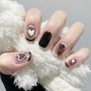 Black-heart-regular-press-on-nails-24 pcs