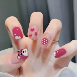 Pink-teddy-regular-press-on-nails-24-pcs