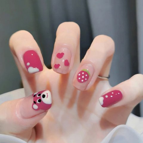 Pink-teddy-regular-press-on-nails-24-pcs