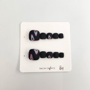 Black Velvet Luxury Handmade Toe Press-On Nails (10 pcs)