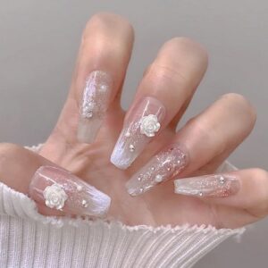 White Daisy 24pcs regular press on nails