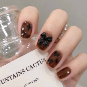 Mocha Bow 24pcs regular press on nails
