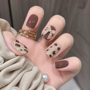 Latte Bow 24pcs regular press on nails