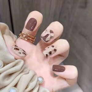 Latte Bow 24pcs regular press on nails Z167