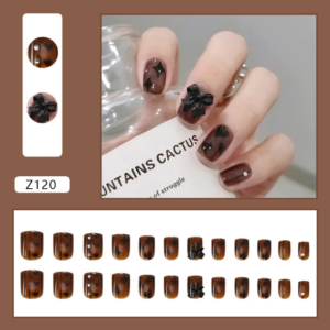 Mocha Bow 24pcs regular press on nails Z120