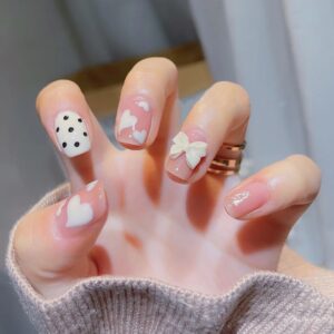 Pearl Bow Tips 24pcs regular press on nails