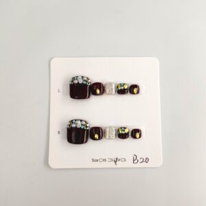 maroon moon Luxury Handmade Press- Toe  On Nails (10 pcs)